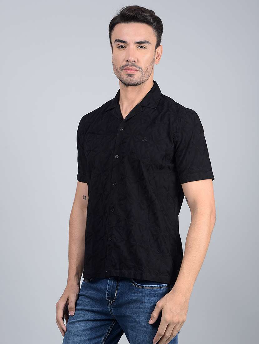 men solid short sleeve slim fit casual shirt  - 21854702 -  Standard Image - 1