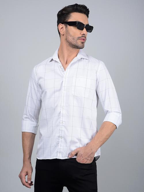 men checked long sleeve slim fit casual shirt - 21854710 - Standard Image - 0