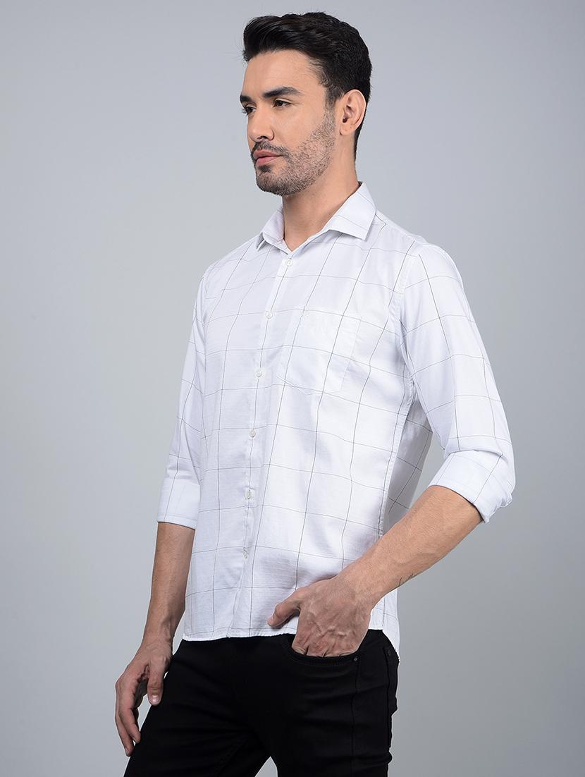 men checked long sleeve slim fit casual shirt - 21854710 - Standard Image - 1