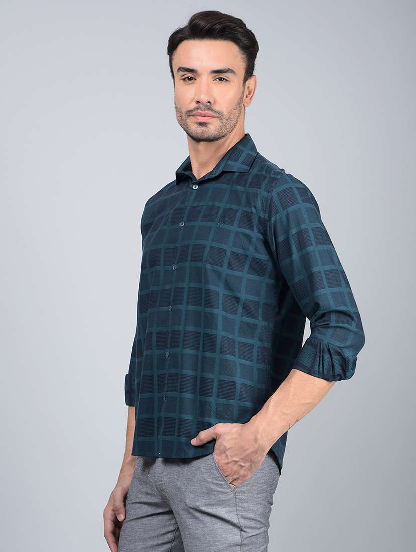 men checked long sleeve slim fit casual shirt  - 21854713 -  Standard Image - 1