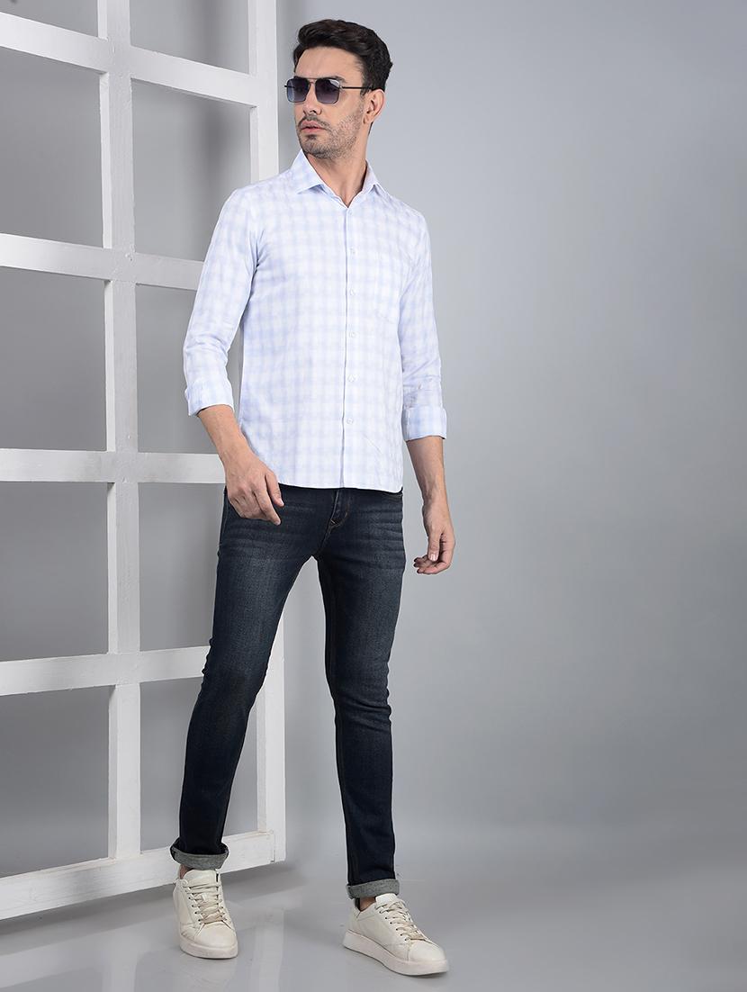 men checked long sleeve slim fit casual shirt - 21854714 - Standard Image - 6