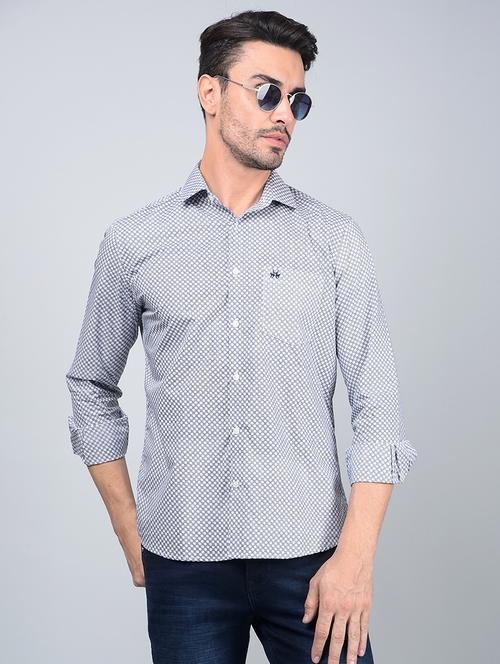 men printed long sleeve slim fit casual shirt - 21854719 - Standard Image - 0