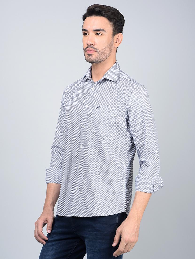 men printed long sleeve slim fit casual shirt - 21854719 - Standard Image - 1