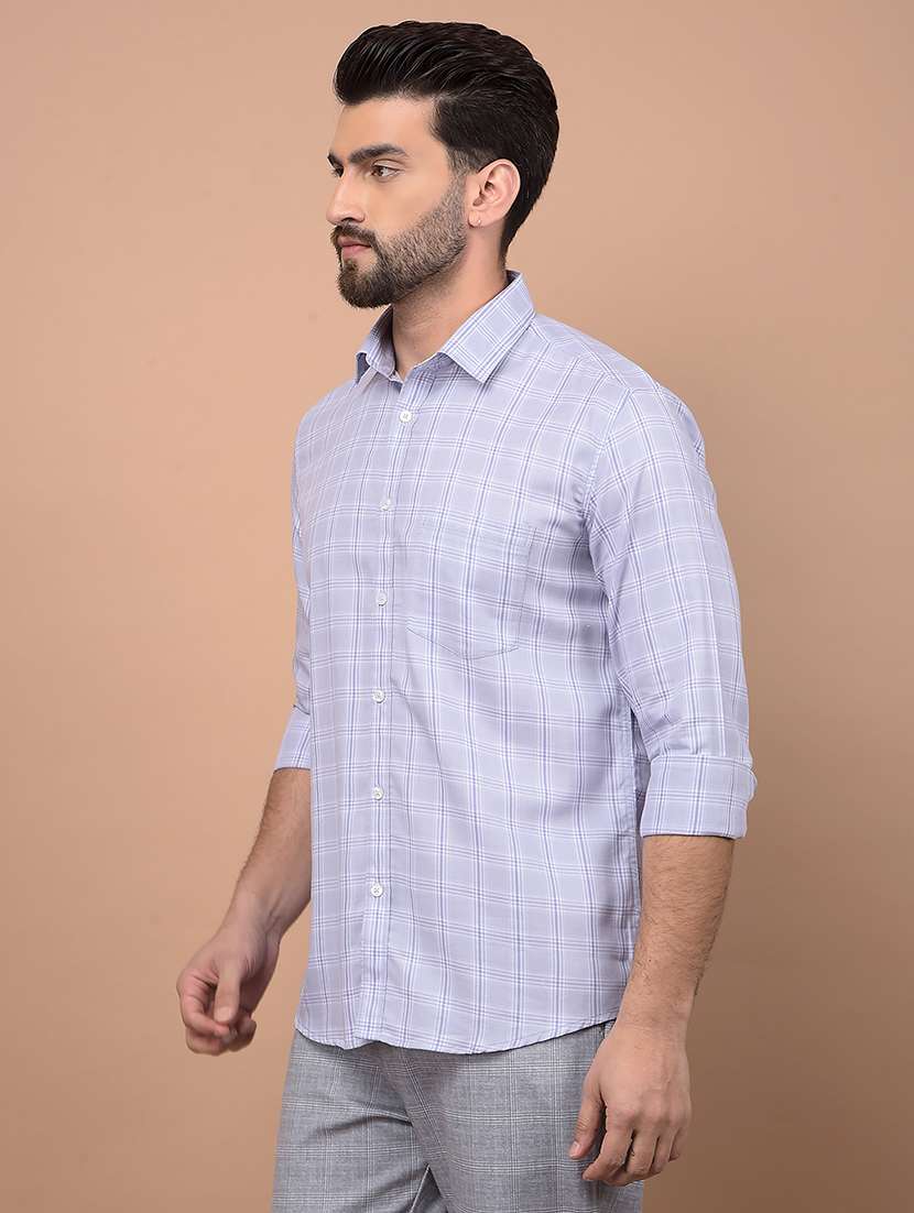 men checked long sleeve slim fit casual shirt  - 21854722 -  Standard Image - 1