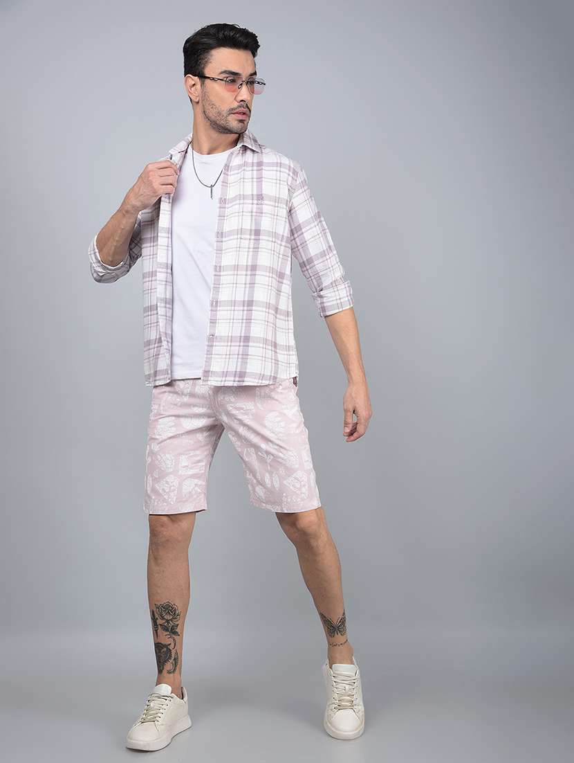 men printed mid rise slim fit short - 21854748 -  Standard Image - 6