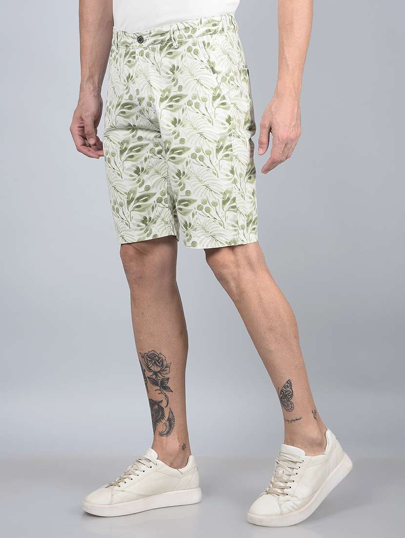men printed mid rise slim fit short - 21854751 -  Standard Image - 1