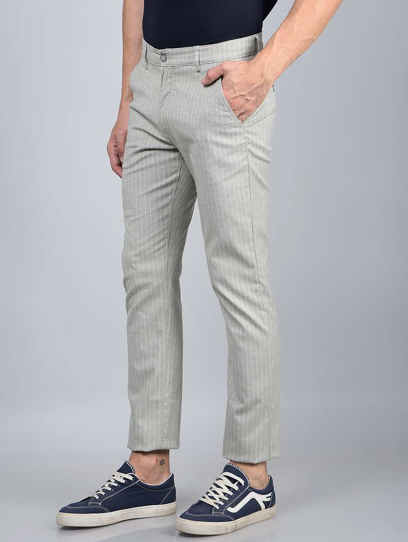 men grey stripes mid rise chinos casual trouser - 21854761 -  Standard Image - 1
