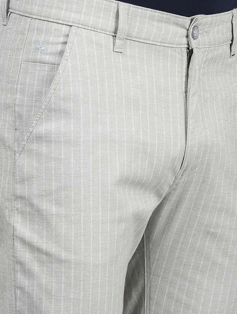 men grey stripes mid rise chinos casual trouser - 21854761 -  Standard Image - 4