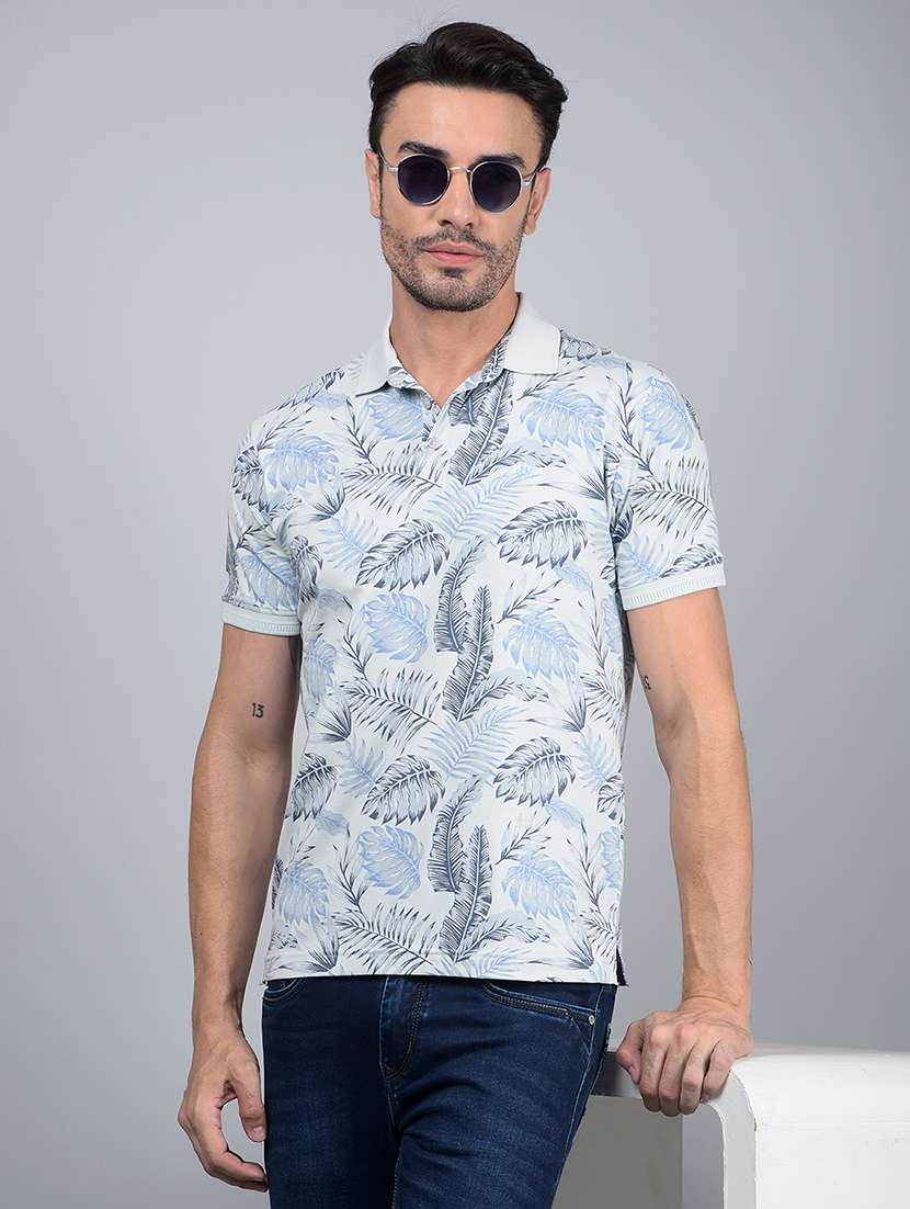 men floral short sleeve slim fit polo t-shirt 