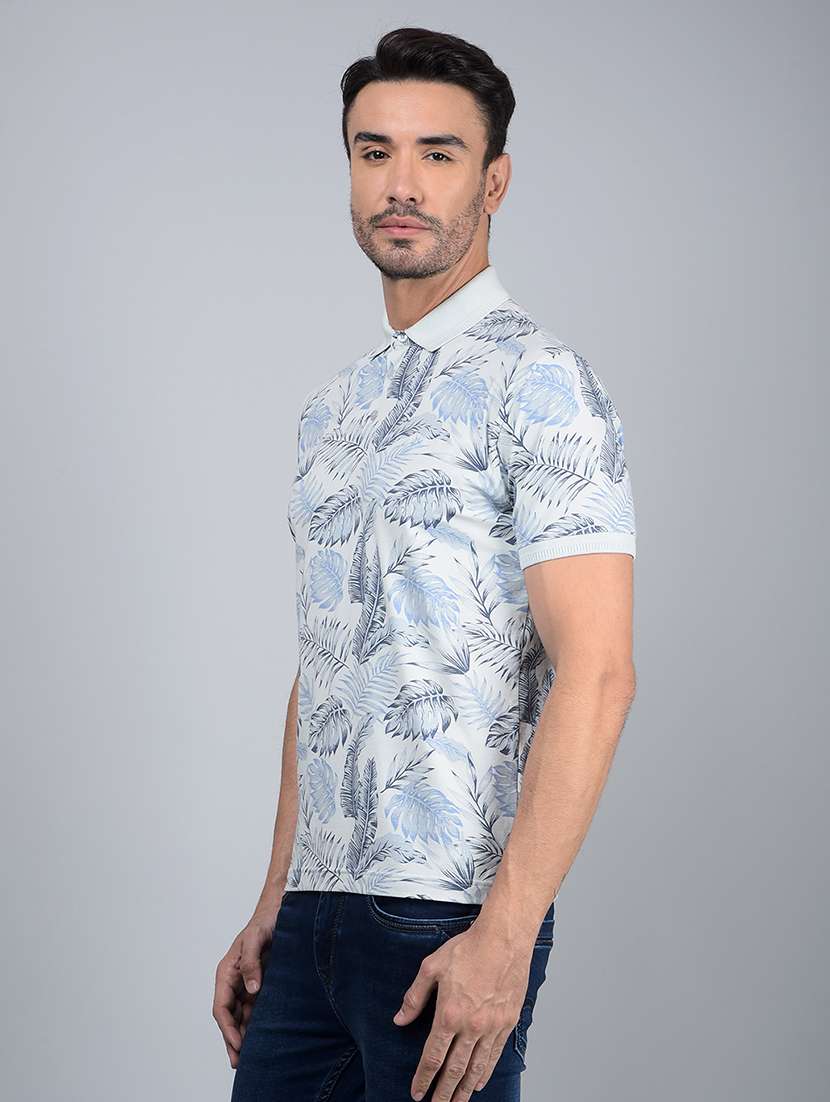 men floral short sleeve slim fit polo t-shirt  - 21854771 -  Standard Image - 1