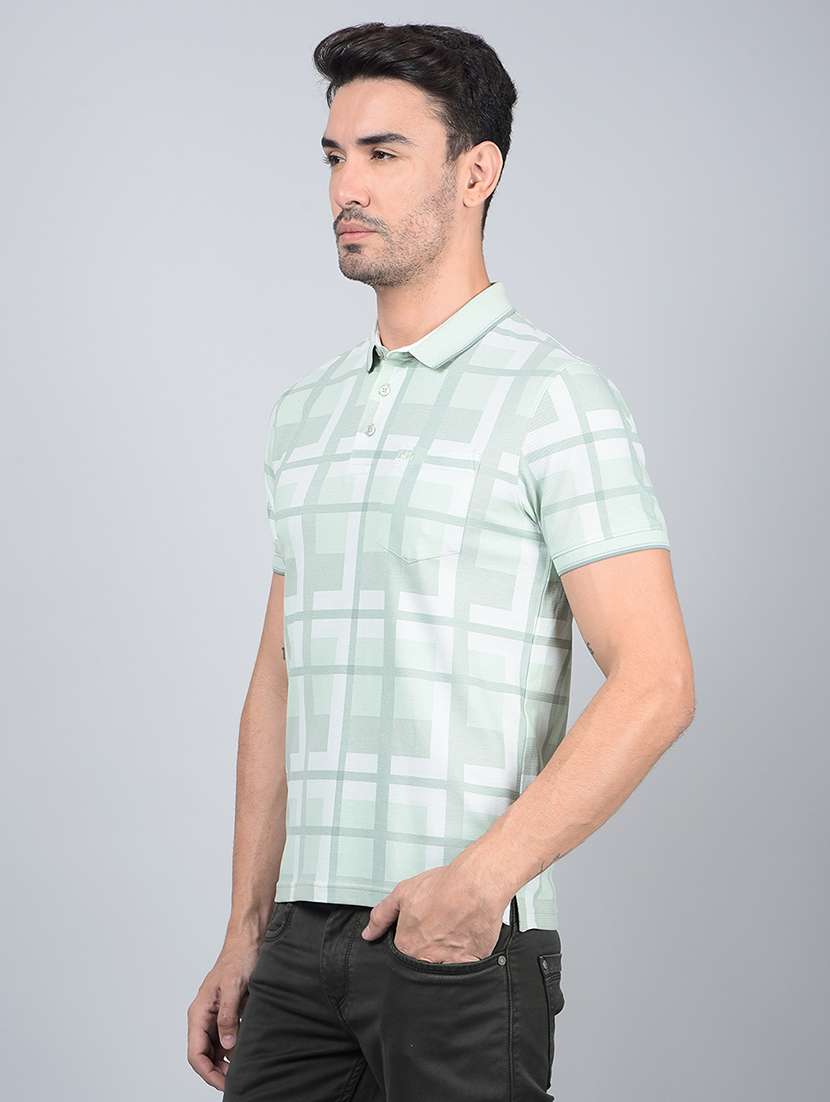 men checked short sleeve slim fit polo t-shirt - 21854789 -  Standard Image - 1