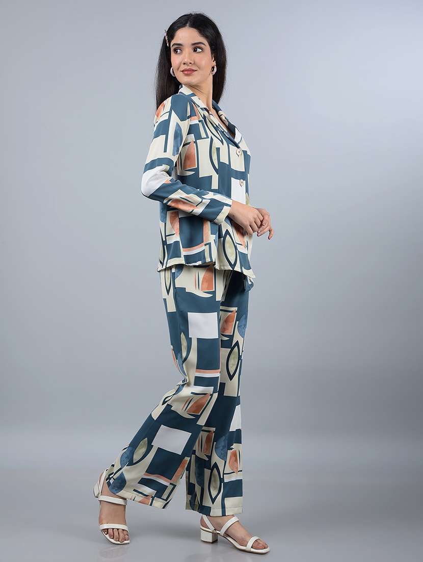 women printed shirt and trouser co-ord set - 21854807 -  Standard Image - 1