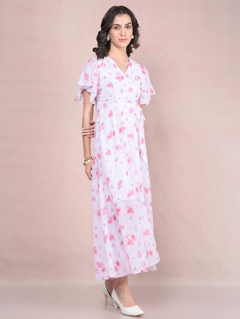 women floral print flared sleeves fit & flared dress - 21854813 - Standard Image - 1