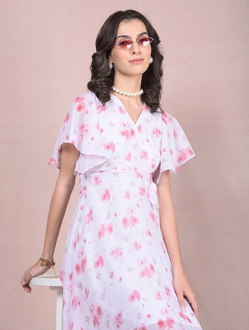 women floral print flared sleeves fit & flared dress - 21854813 - Standard Image - 4