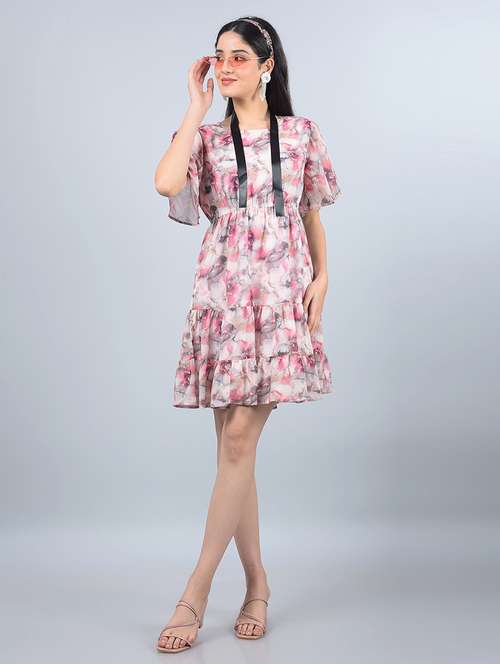 women printed flared sleeves tiered dress - 21854814 -  Standard Image - 0