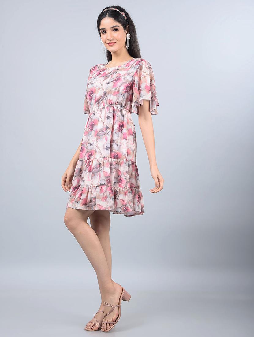women printed flared sleeves tiered dress - 21854814 -  Standard Image - 1