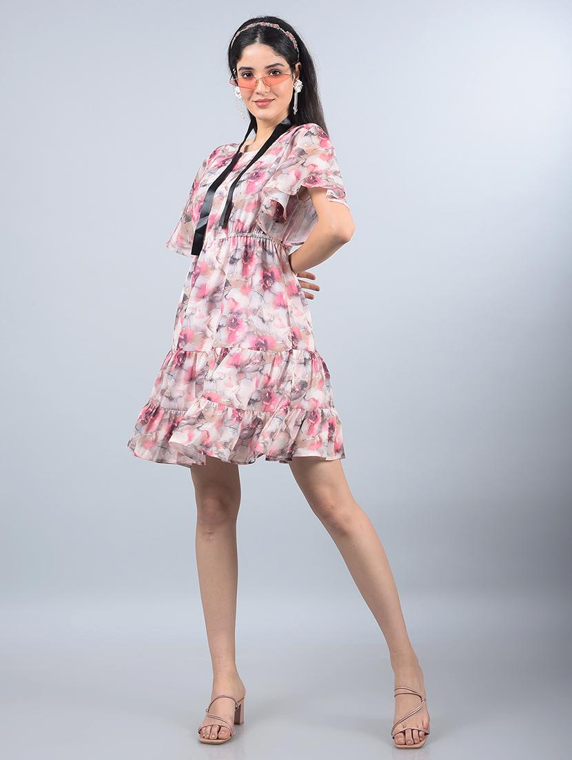 women printed flared sleeves tiered dress - 21854814 - Standard Image - 6