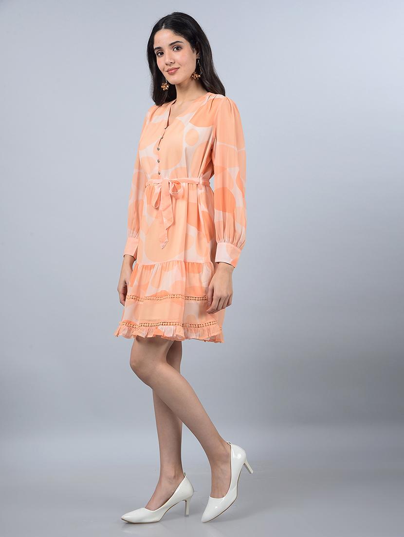 women printed puff sleeves tiered dress - 21854815 - Standard Image - 1