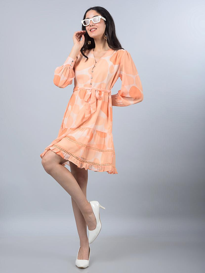 women printed puff sleeves tiered dress - 21854815 - Standard Image - 6