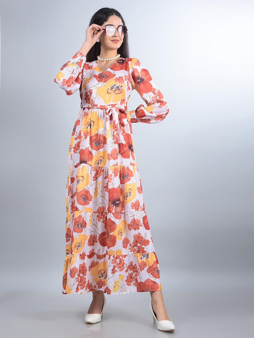 women floral printed puff sleeves tiered dress - 21854816 - Zoom Image - 0