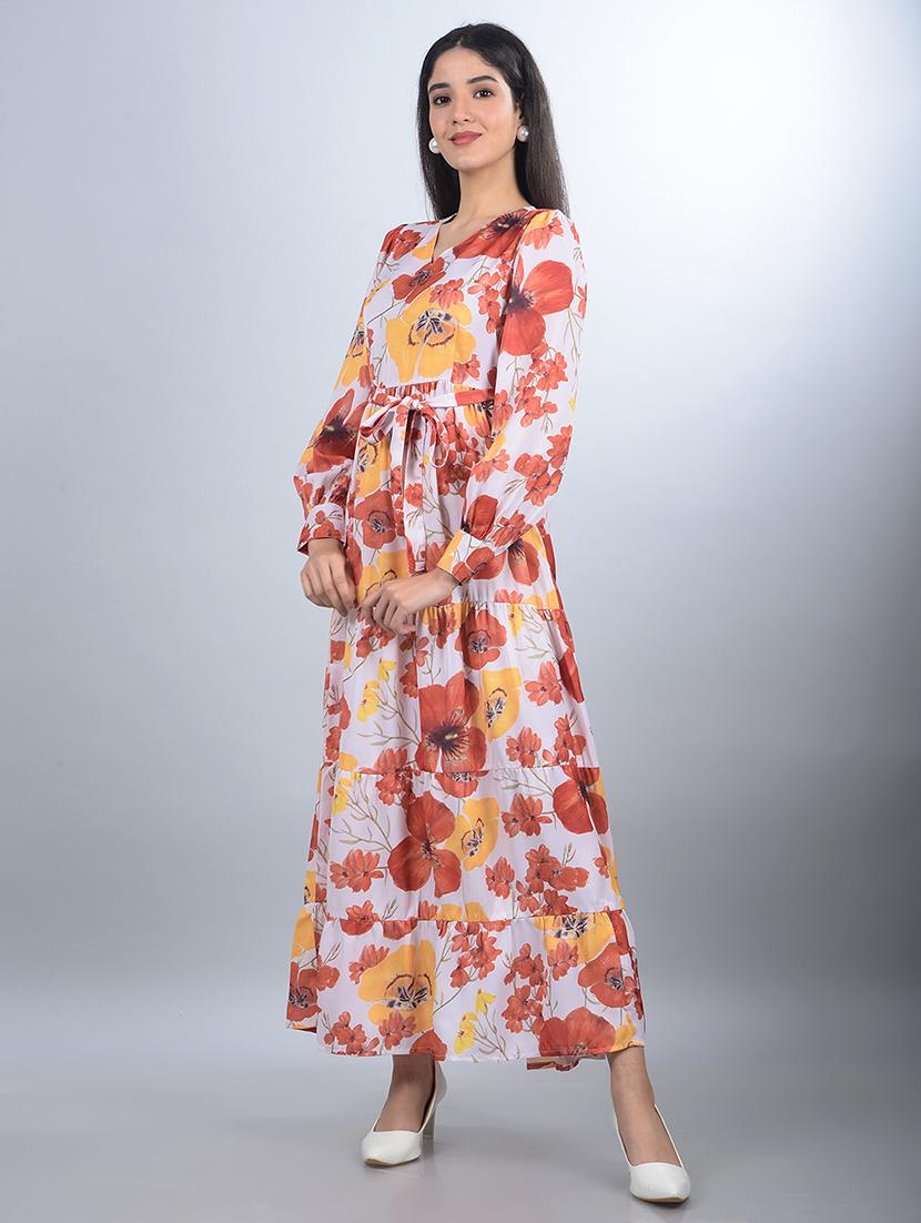 women floral printed puff sleeves tiered dress - 21854816 -  Standard Image - 1