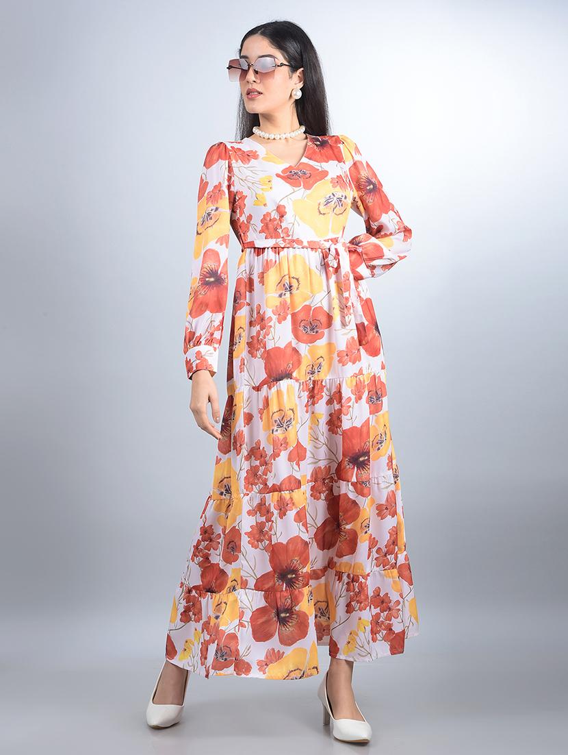women floral printed puff sleeves tiered dress - 21854816 - Standard Image - 6