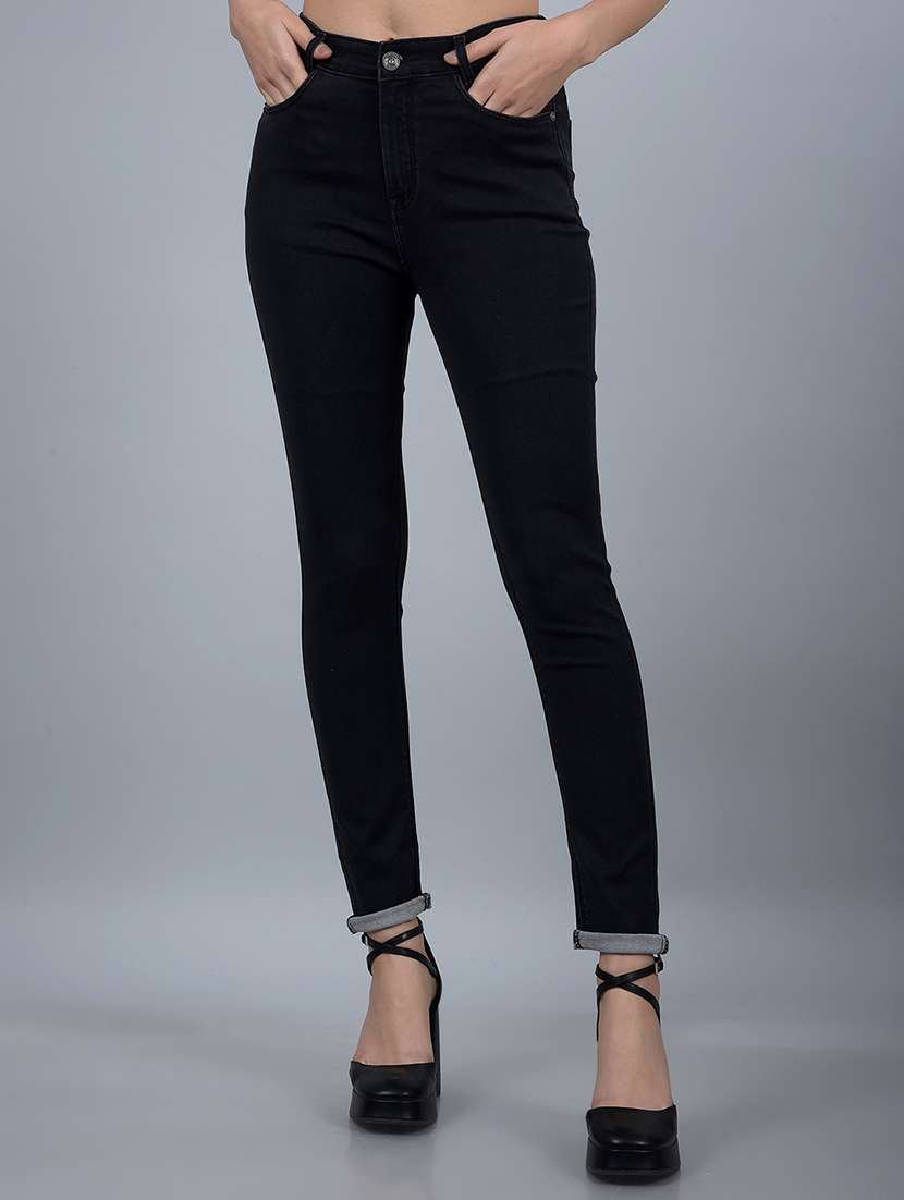 women solid high rise skinny fit jean - 21854820 -  Zoom Image - 0
