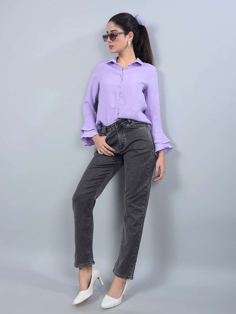 women solid high rise straight fit jean - 21854835 -  Standard Image - 6