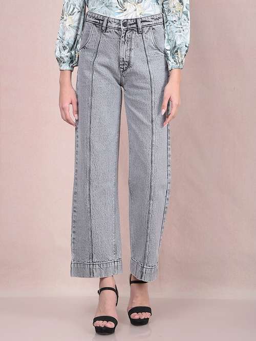 women solid mid rise wide leg jean - 21854844 -  Standard Image - 0