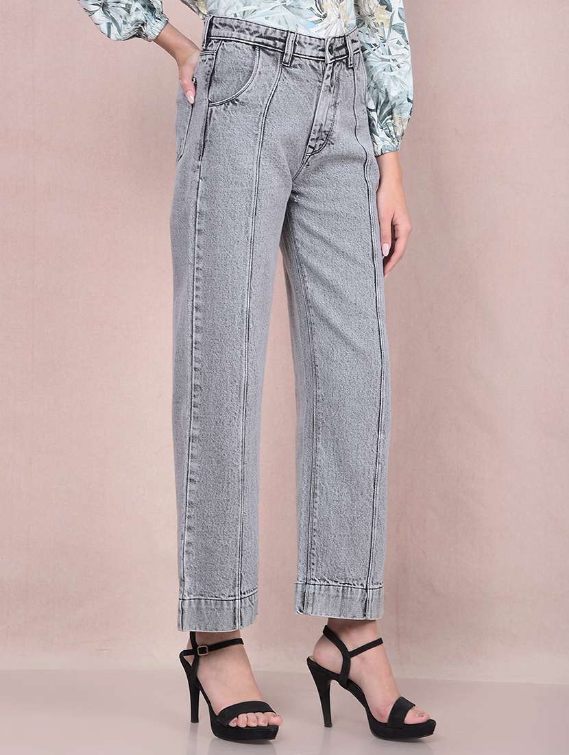 women solid mid rise wide leg jean - 21854844 - Standard Image - 1
