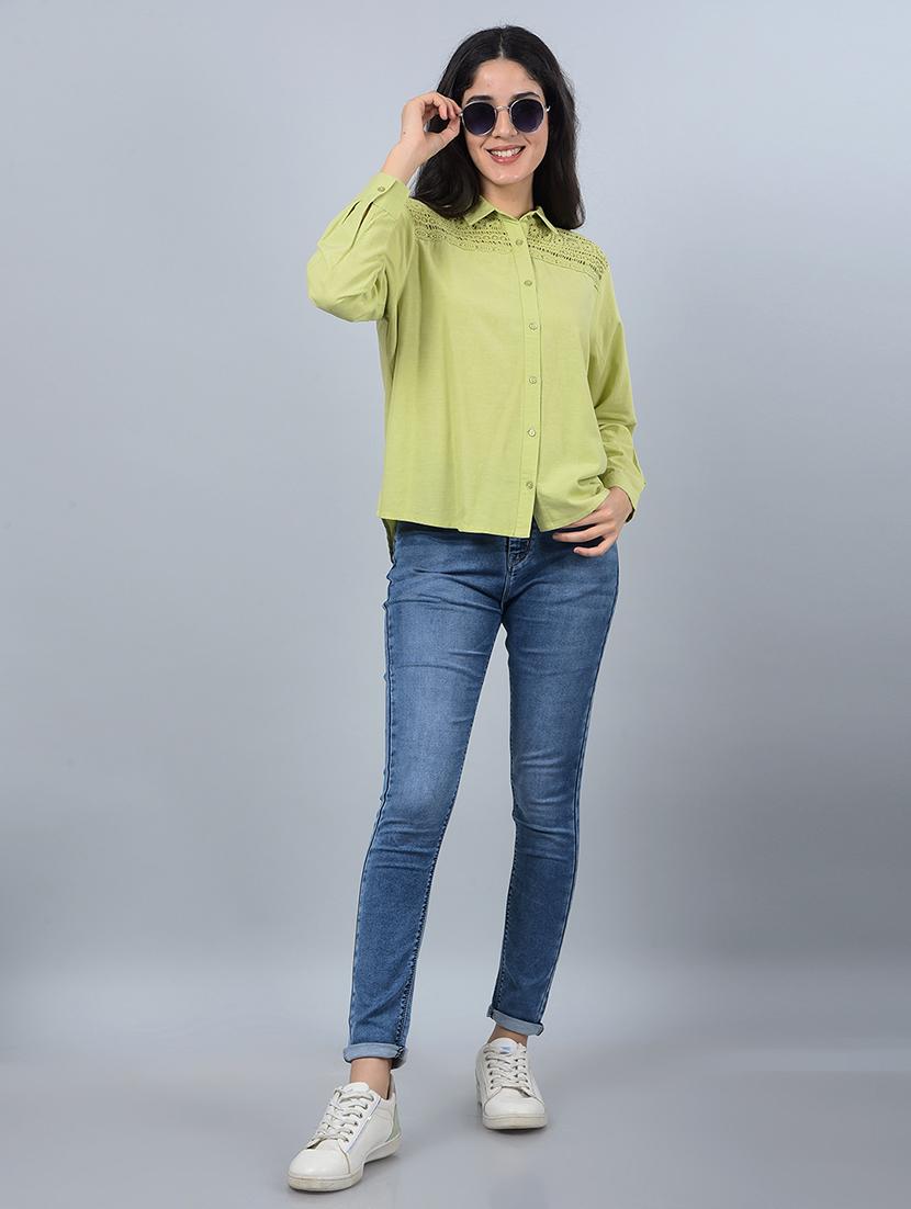 women solid collared long sleeves regular shirt - 21854857 - Standard Image - 6