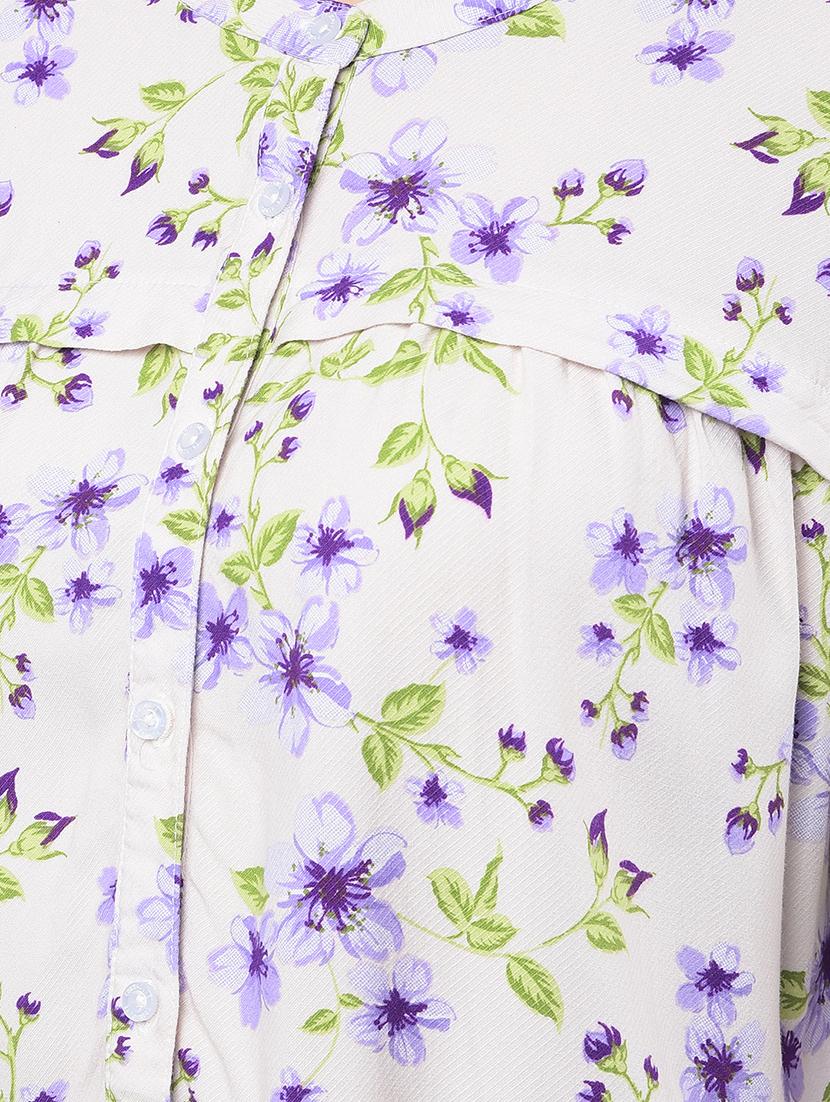 women floral print puff sleeves shirt - 21854861 - Standard Image - 4