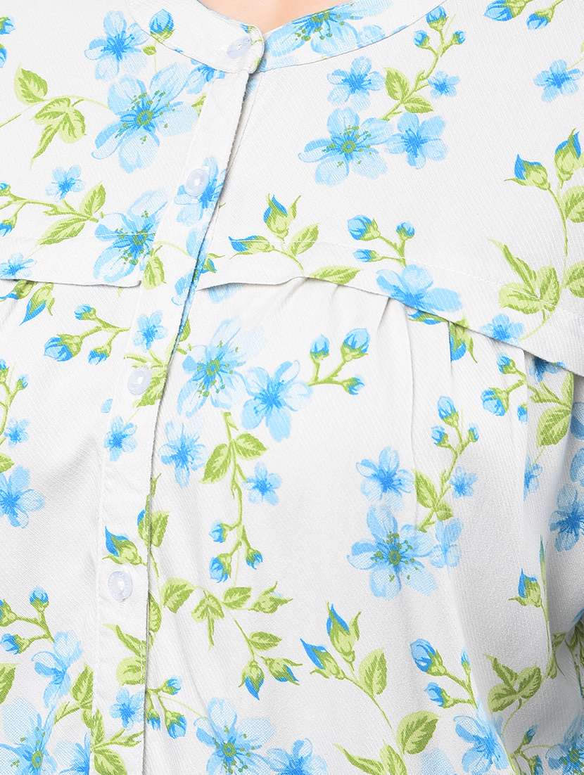 women floral printed puff sleeves regular shirt - 21854862 -  Standard Image - 4
