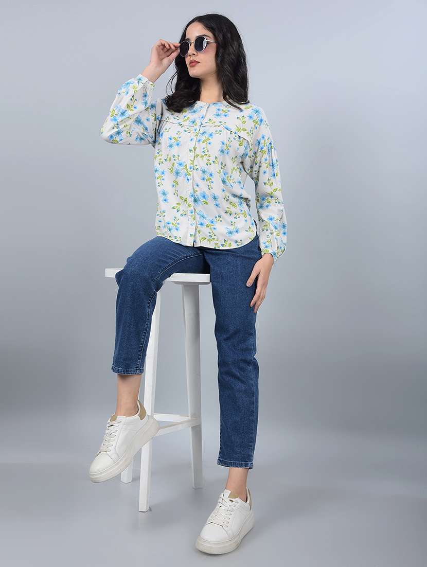 women floral printed puff sleeves regular shirt - 21854862 -  Standard Image - 6
