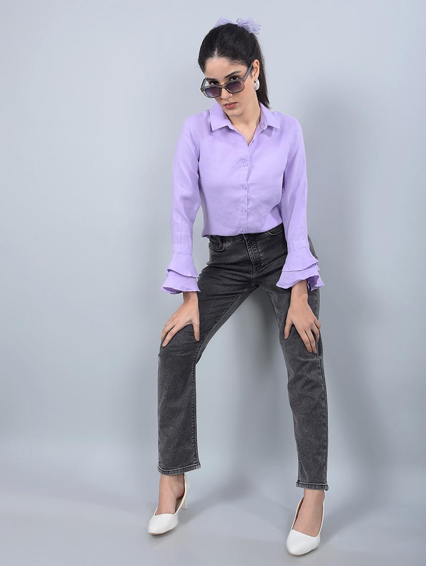 women solid bell sleeves regular shirt - 21854863 - Standard Image - 6