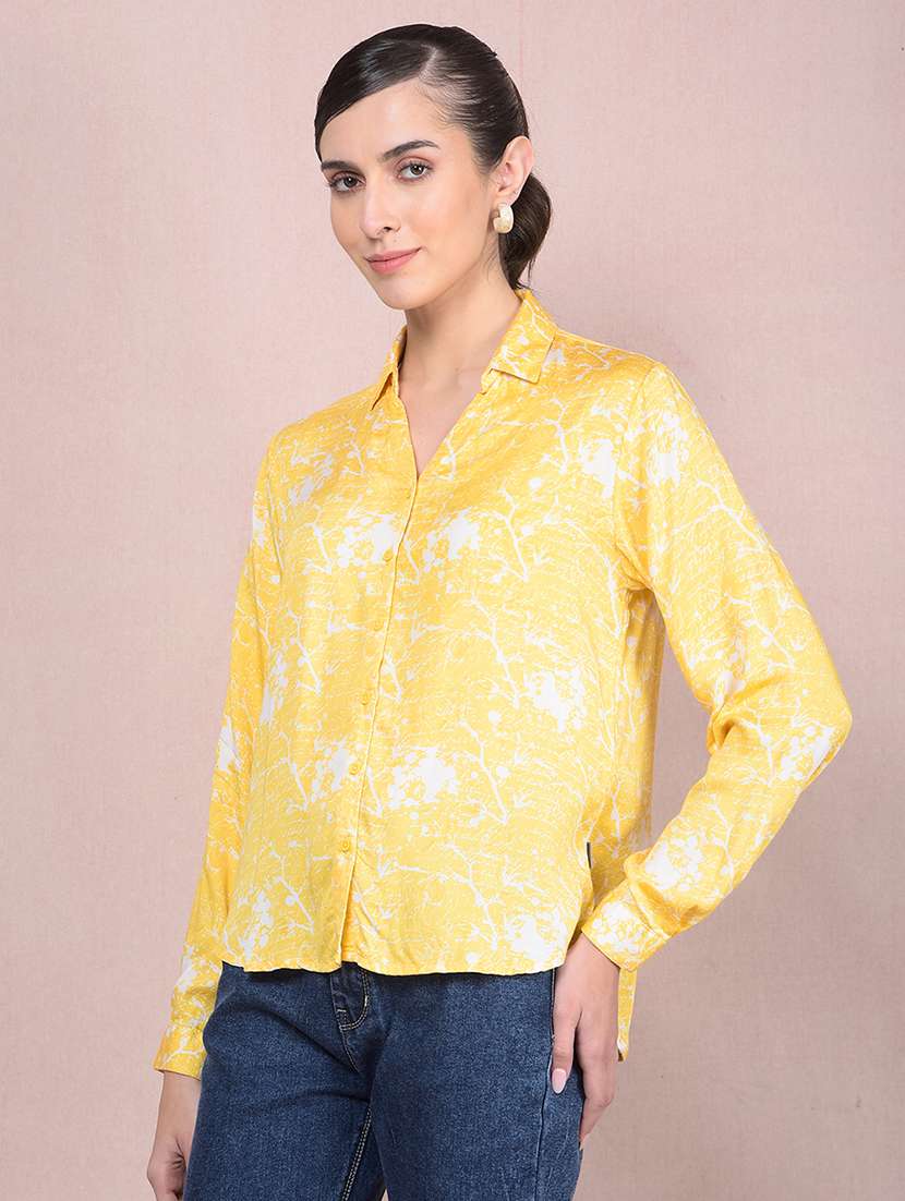 women printed long sleeves high low shirt - 21854865 -  Standard Image - 1