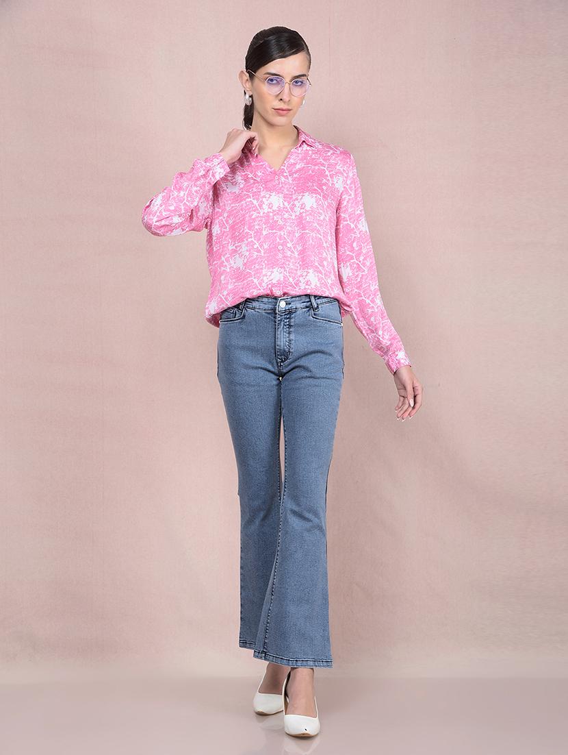 women printed collared high low shirt - 21854866 - Standard Image - 6