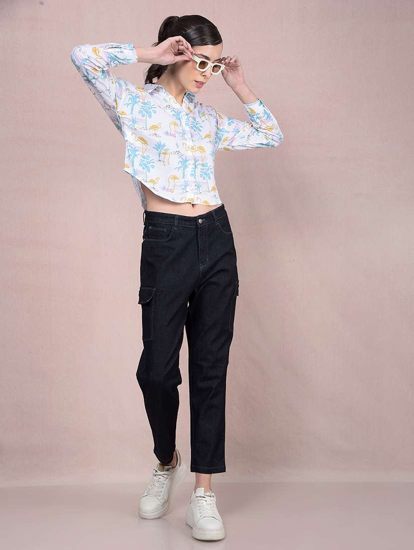 women printed long sleeves crop shirt - 21854872 -  Standard Image - 6