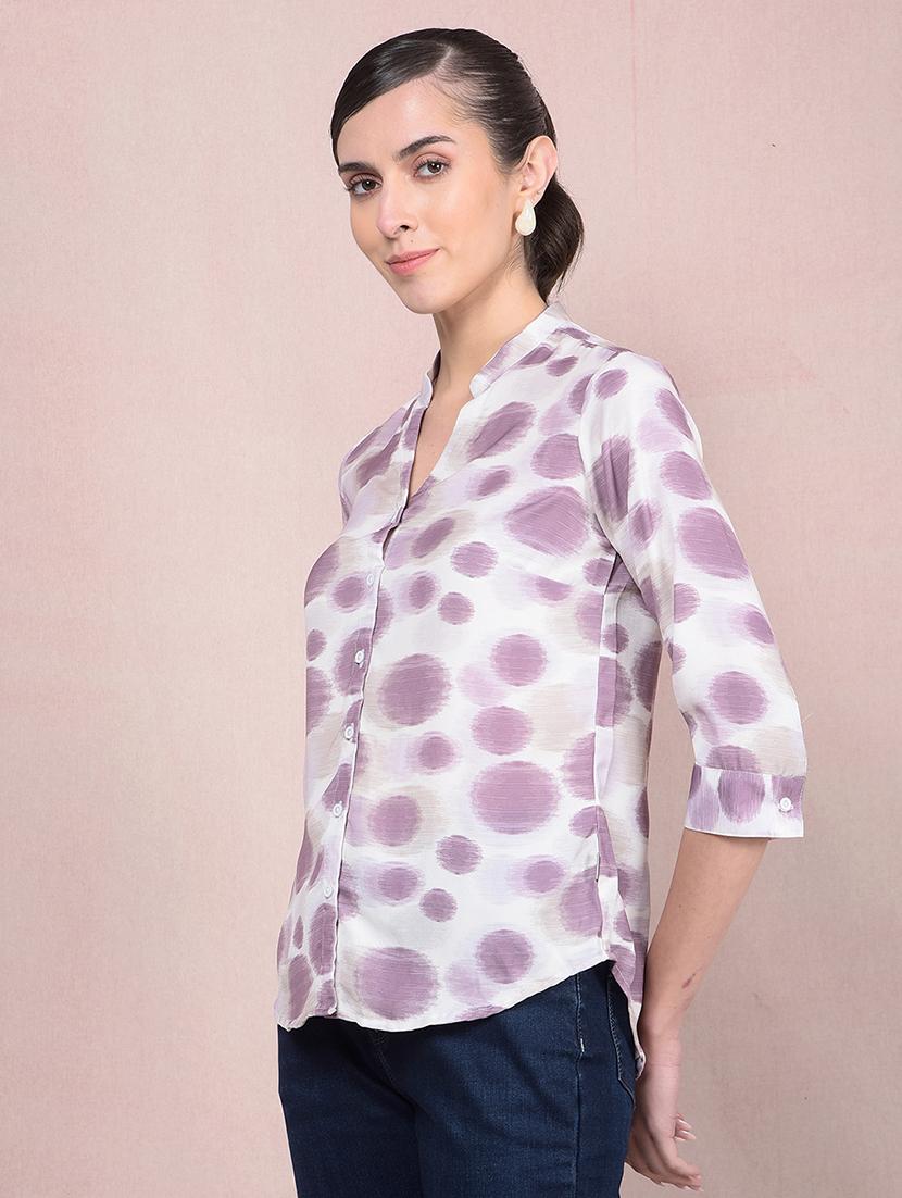 women printed mandarin neck regular shirt - 21854874 - Standard Image - 1