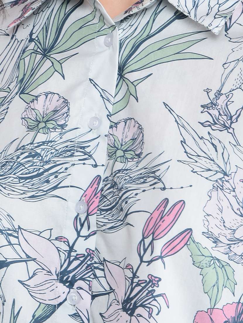 women printed puff sleeves crop shirt - 21854875 -  Standard Image - 4