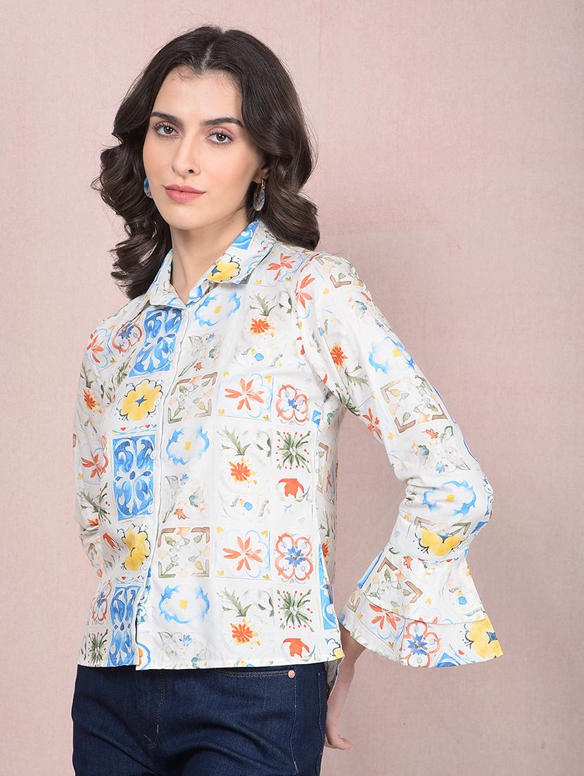 women printed bell sleeves regular shirt - 21854876 - Standard Image - 1