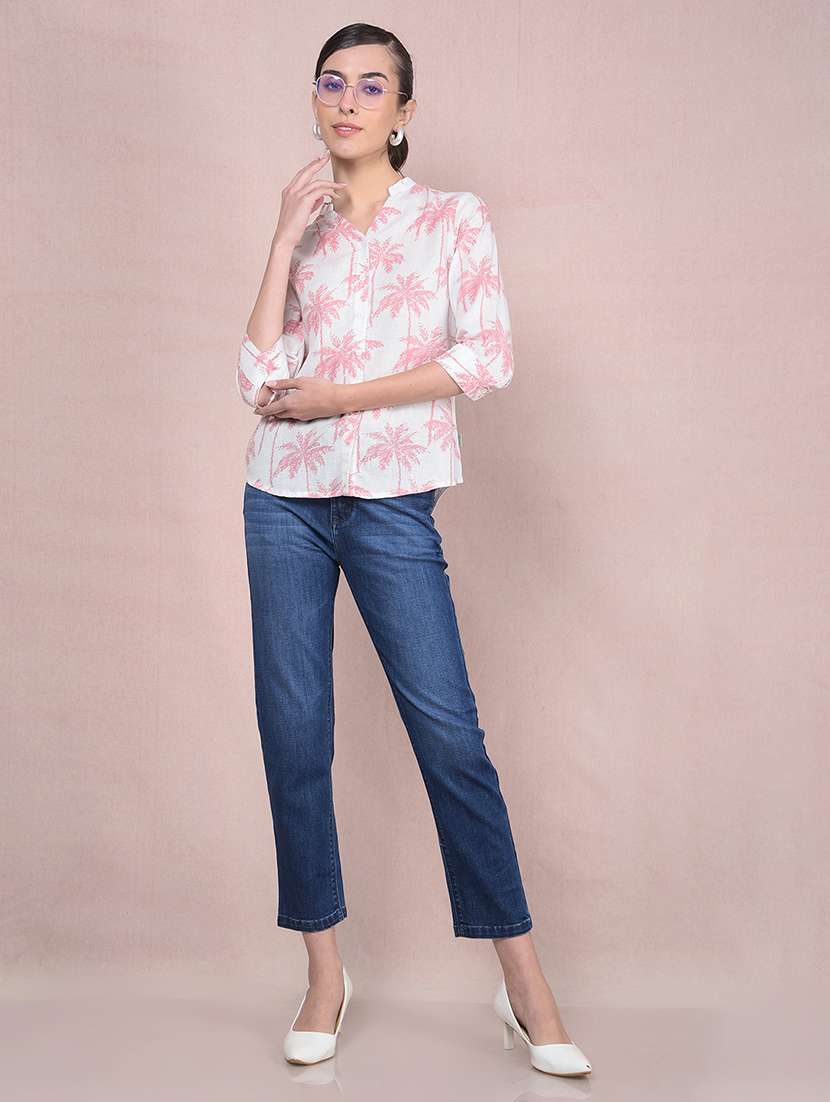 women printed mandarin neck regular shirt - 21854878 - Standard Image - 6