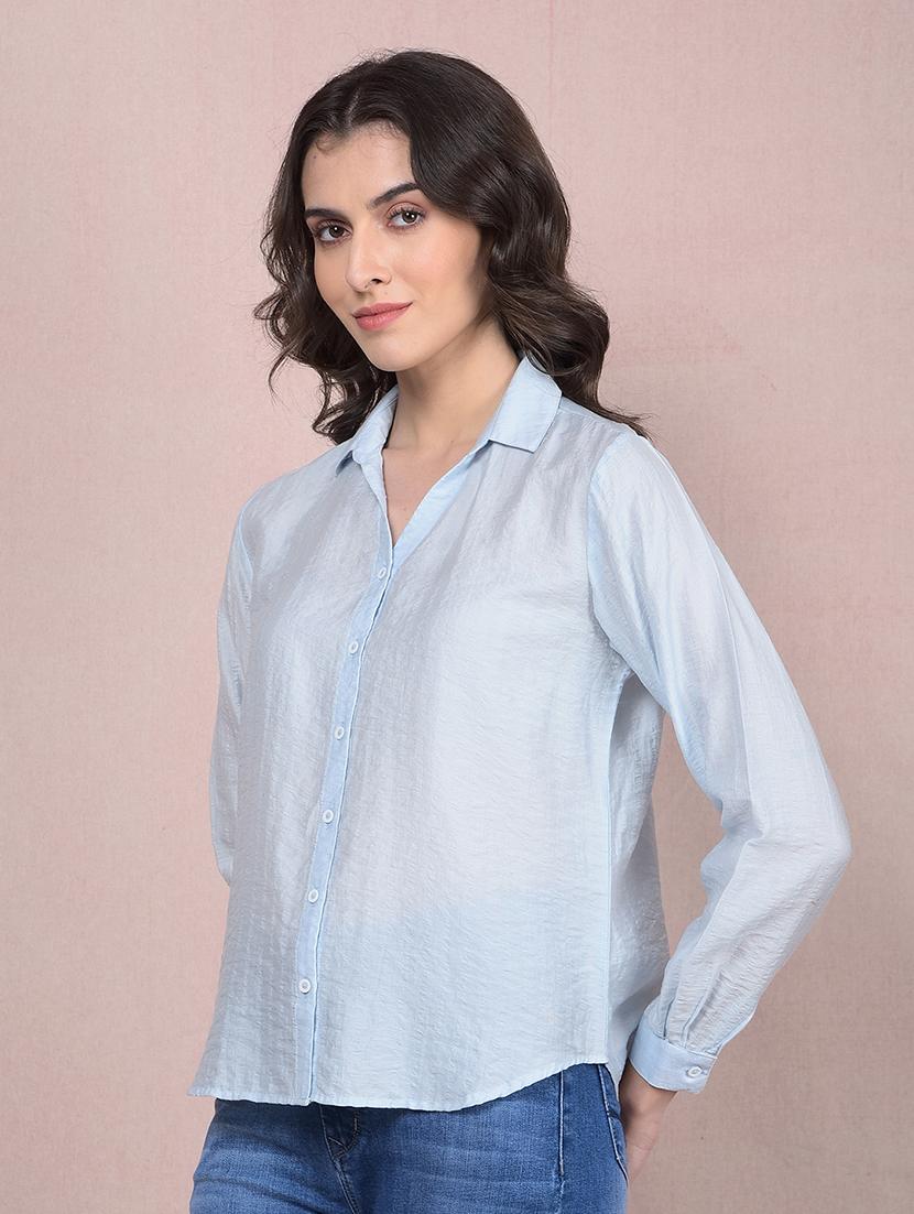 women solid collared regular shirt - 21854889 - Standard Image - 1