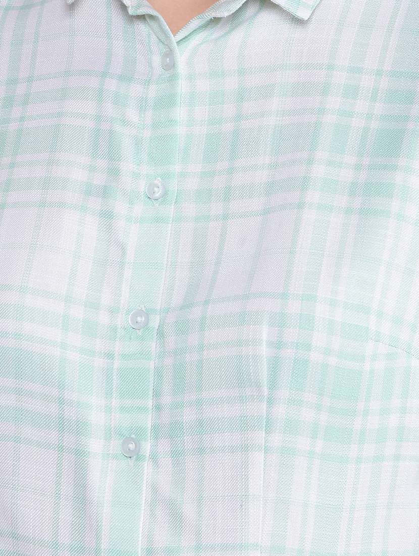 women checkered mandarin neck regular shirt - 21854894 -  Standard Image - 4