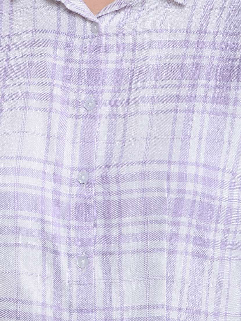 women checkered mandarin neck regular shirt - 21854895 - Standard Image - 4