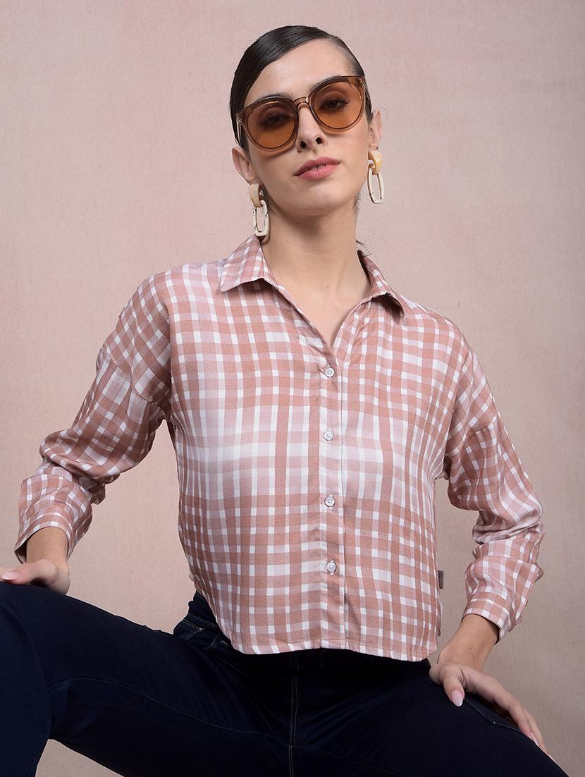 women printed long sleeves crop shirt - 21854897 -  Zoom Image - 0