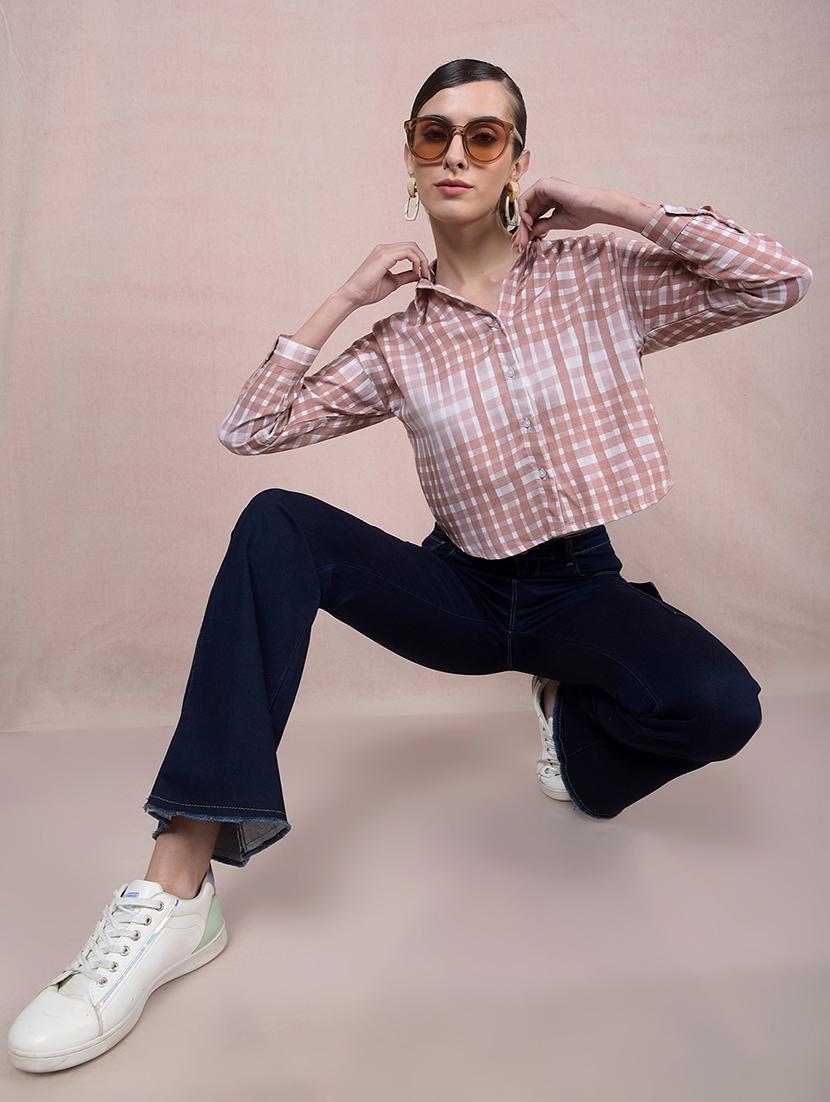 women printed long sleeves crop shirt - 21854897 - Standard Image - 6