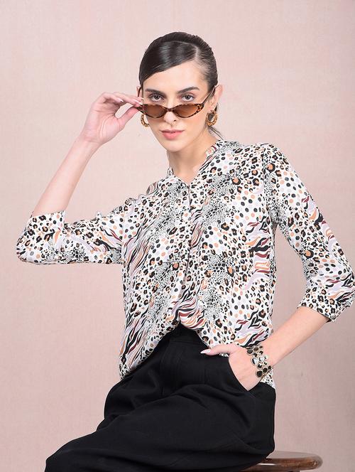 women animal printed mandarin neck regular shirt - 21854902 - Standard Image - 0