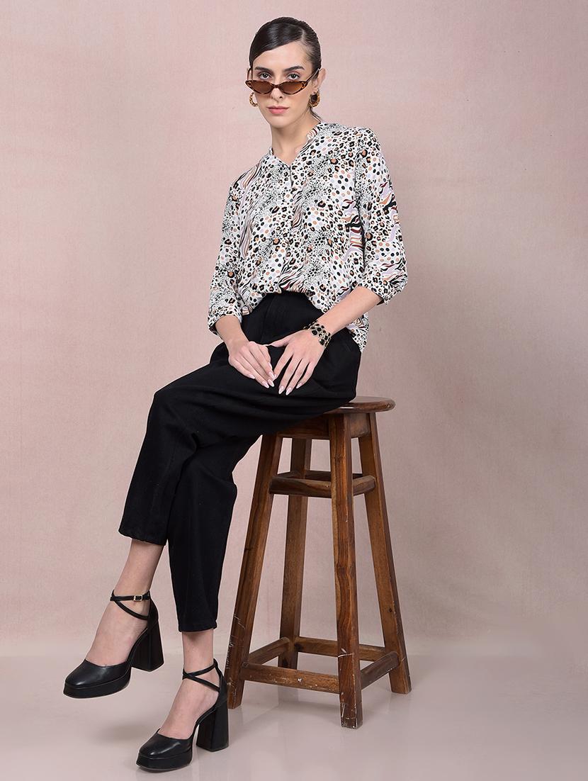 women animal printed mandarin neck regular shirt - 21854902 - Standard Image - 6