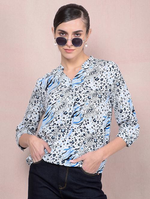 women animal printed mandarin neck regular shirt - 21854903 -  Standard Image - 0